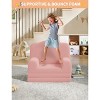 Kids Couch, 2-in-1 Comfy Toddler Couch Fold Out, Convertible Sofa to Lounger Foam Kids Chair, Crown Design Children's Reading Chair - 4 of 4