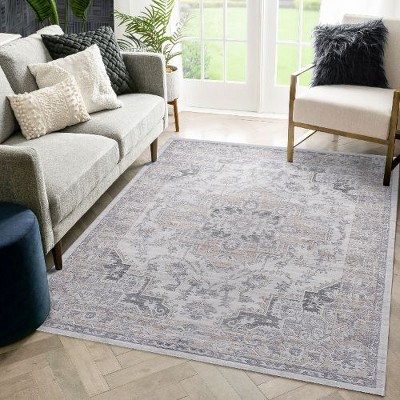 Kumasinova Trendy Stain-Resistant Area Rug – Non-Shedding Living Room Rug, Medallion Rugs for Living Room, Kid & Pet-Friendly, Boho Washable Rugs