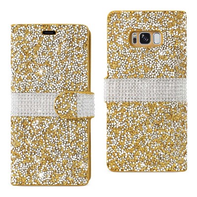 Reiko Samsung Galaxy S8 Edge /S8+/ S8 Plus Diamond Rhinestone Wallet Case in Gold