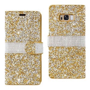 Reiko Samsung Galaxy S8 Edge /S8+/ S8 Plus Diamond Rhinestone Wallet Case in Gold - 1 of 4