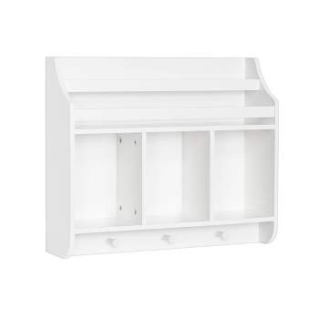 Kids' Book Nook Wall Shelf with Cubbies and Book Rack White - RiverRidge Home