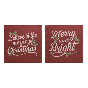 Transpac Wood Rustic Christmas Wall Decor Set of 2 Christmas Home Decorations - 1 of 1