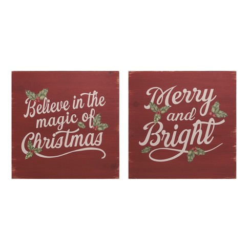 Transpac Wood Rustic Christmas Wall Decor Set of 2 Christmas Home Decorations - image 1 of 1