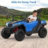 24V 4WD Electric Remote Control Ride-On Dump Truck, 2 Seat Kids Ride-On Truck with Music Player, LED Lights , Push Button Start Safety System - 3 of 4