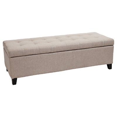 Mission Beige Tufted Fabric Storage Ottoman Bench Beige - Christopher Knight Home