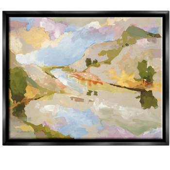 Stupell Industries Abstract Mountain Reflection Painting Framed Floater Canvas Wall Art