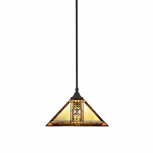 Toltec Lighting Any 1 - Light Pendant in  Dark Granite with 14" Santa Cruz Art Glass Shade - 1 of 2