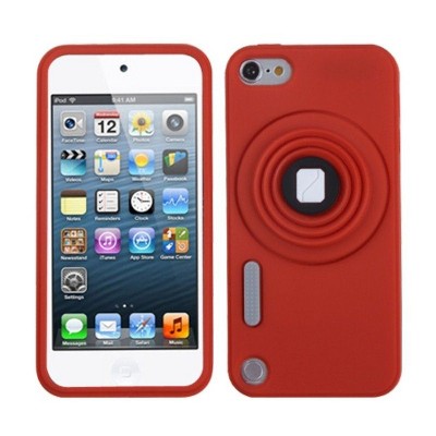 MYBAT For Apple iPod Touch 5th Gen/6th Gen Red Camera Style Silicone Case w/stand