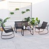 Tangkula 4 Piece Rocking Bistro Set Patio Furniture Set w/ Loveseat 2 Rocking Chairs - 2 of 4