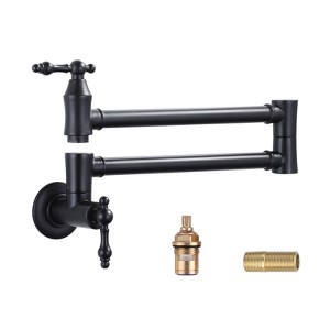 WOWOW Wall Mounted Pot Filler Faucet with Double Joint Swing Arms in Brushed Nickel - 1 of 4