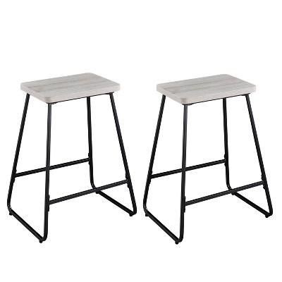 Set of 2 24" Carson Counter Height Barstools Driftwood - Steve Silver Co.: Metal Frame, Sled Base, Footrail