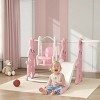 4 in 1 Toddler Slide and Swing Set with Climber, Basketball Hoop, Rabbit Themed Kids Playset for Ages 1.5-4, Pink - 2 of 4