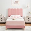 coucheta Bed Frame with Headboard, Velvet Upholstered Platform Bed Frame for Kids, Strong Wooden Slats Support, Noise-Free, Easy Assembly - 3 of 4