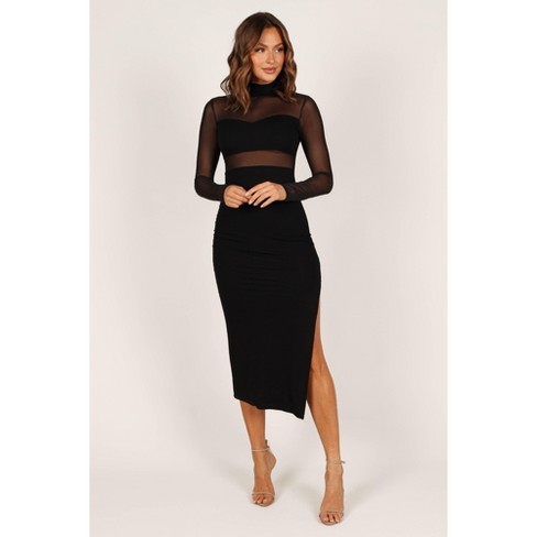 Petal and Pup Farrow Long Sleeve Midi Dress - Black S