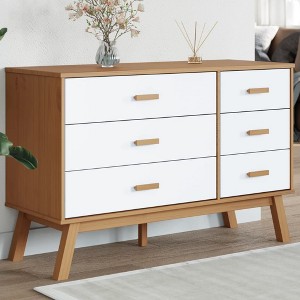 vidaXL Drawer Cabinet OLDEN White and Brown Solid Wood Pine - 1 of 4