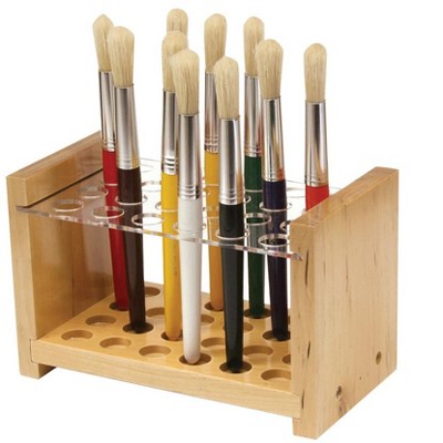 Creativity Street Wooden Paint Brush Stand, Holds 24 Brushes, 5 x 8-1/4 Inches