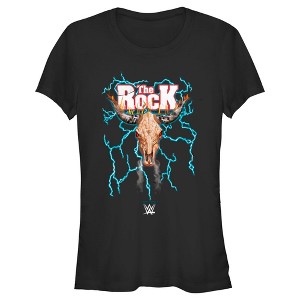 Juniors Womens WWE The Rock Electric Bull Logo T-Shirt - 1 of 4