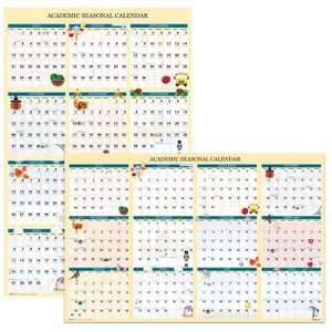 House of Doolittle Recycled Academic Seasonal Laminated Wall Calendar 12-Month July 2025 to June 2026 Illustrated Seasons 24 x 37 - 1 of 4