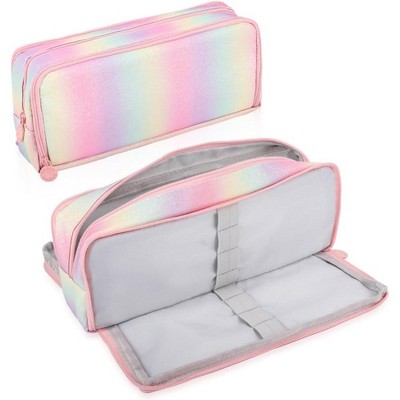 Fmeida Large Pencil Case 3 Compartments Pencil Pouch Big Capacity Pencil Bag for Kids Teen Girls Boys Student School Black