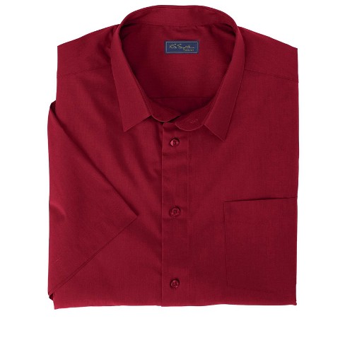 Ks Signature By Kingsize Men's Big & Tall Wrinkle Free Short-sleeve Dress  Shirt - Big - 20, Red : Target