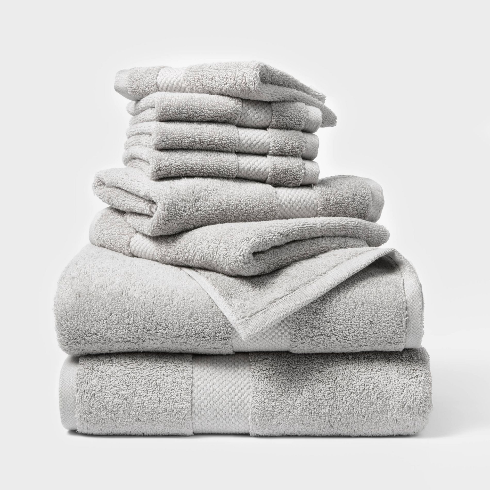Threshold™ Performance Plus Light Gray 2 Pack Bath Towels + 2 Pack Hand Towels + 4 Count Washcloths