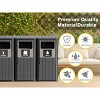 Gulches 3×80L Outdoor Waste Bin with Triple-Bucket, Brown Wood Design, Double Lid and Fluid Tray, Weather-Resistant - 3 of 4
