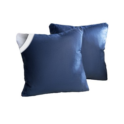 Navy Velour Decorative Throw Pillows Set of 2
