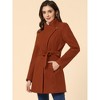INSPIRE CHIC Women's Classic Stand Collar Long Sleeve Winter Belted Long Coat - 2 of 4