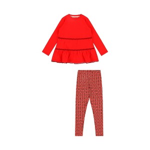 Mixed Up Clothing Girls Tiered Tunic and Legging Set - Red Multicolor - 1 of 4