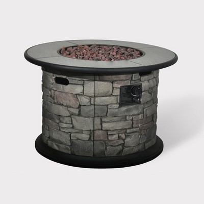 Finley Point 24 Stone Fire Table Dark Gray Bond Brickseek