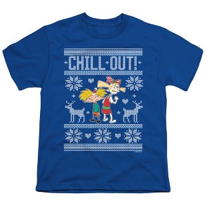 Boys' Hey Arnold Chill Out Ugly Christmas Sweater With Arnold And Helga T-Shirt - 1 of 4