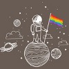 Adult Design By Humans Astronaut Rainbow Flag Space Pride By Avocato Racerback Tank Top - 2 of 2