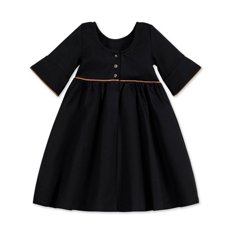 Hope & Henry Girls' Ruffle Sleeve Ponte Dress with Suede Detail, Toddler, 3 of 9
