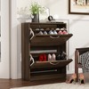 Famapy Vintage Wooden Shoe Cabinet with Adjustable Shelves,Thickened Panels & Bottom Waterproof,Space-Saving Flip Up Shoe Rack for Entryway/Bedroom - 2 of 4