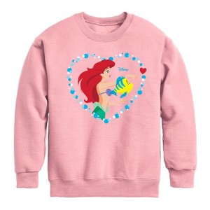 Boys' - Disney - Ariel Heart Graphic Long Sleeve Fleece Sweatshirt - 1 of 3