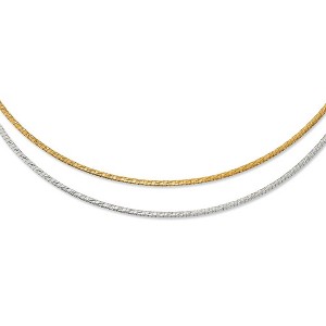 Black Bow Jewelry 2.5mm 14k Two Tone Gold Reversible Omega Chain Necklace, 16-20 Inch - 1 of 4