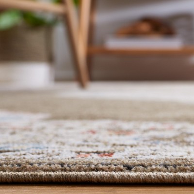 Sierra Ivory and Olive Green Hand-Knotted Square Rug