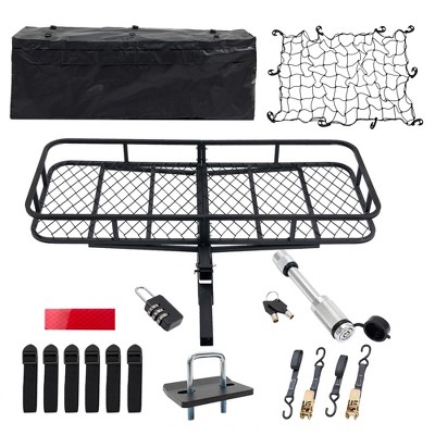 Folding Hitch Mount Cargo Carrier Basket, 550 Lbs Capacity Heavy-Duty Tow Trailer Hitch Cargo Carrier