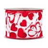 Northlight Hearts Valentine's Day Wired Craft Ribbon - 2.5" x 10 Yards - White and Red - 3 of 4