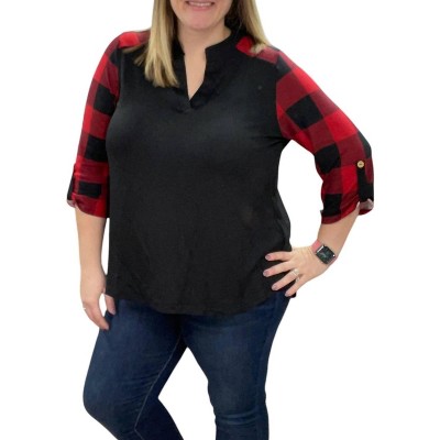 Women's Buffalo Plaid Gabby Top - honeyme