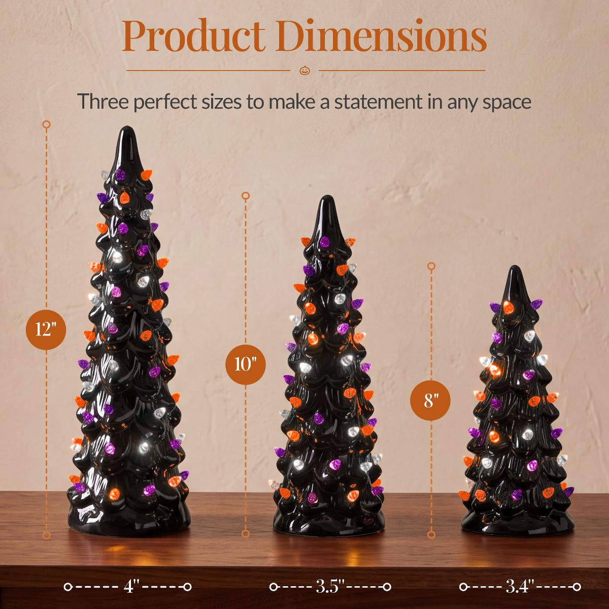 Best Choice Products Set of 3 Pre-Lit Hand-Painted Ceramic Tabletop Christmas Trees – Indoor Holiday Décor - thumbnail 2