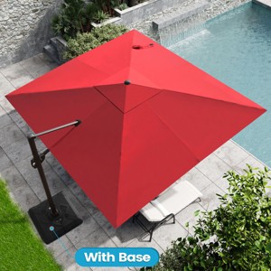 Crestlive Products 11FT Square Cantilever Umbrella Outdoor 360 Degree Rotation Offset Umbrella 6 Heights Adjustable with Base - 1 of 4