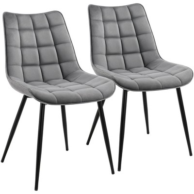 Yaheetech Set of 2 Modern Style Dining Kitchen Chairs with Cushioned Seat Backrest for Kitchen Living Room, Gray