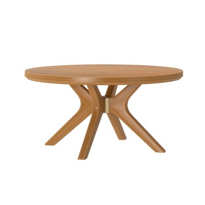 Verso 36'' Pecan Round Wood Coffee Table with Cross Legs