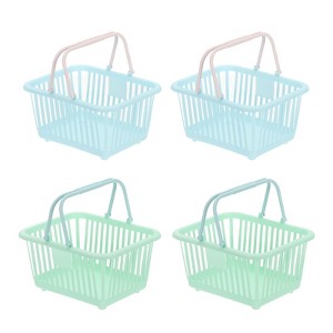 Unique Bargains Plastic Grocery Shopping Toy Organizing Mini Decorative Baskets 6.3" x 3.5" x 5.1" 4 Pcs - 1 of 4