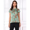 INSPIRE CHIC Women's Satin Stand Collar Work Cap Sleeve Floral Blouse - 4 of 4