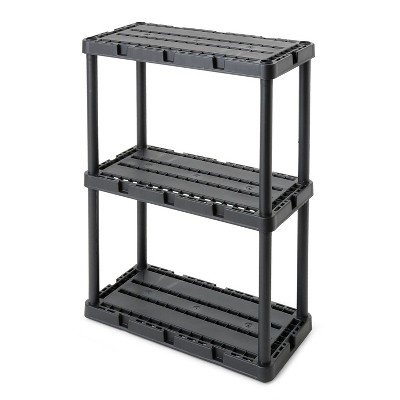 4 Tier Black Plastic Shelving Shelves Racking Storage Shelf Unit in Black