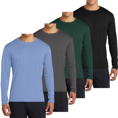 Mafoose 4-Pack Men's Long Sleeve Quick-Dry Performance T-shirts - UPF 50 Sun Protection
