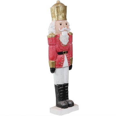 Sunnydaze Indoor/Outdoor Samuel the Sincere Nutcracker Soldier Pre-Lit Holiday Figurine for Tabletop, Fireplace Mantle, or Floor - 27.5"