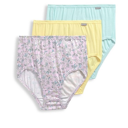 Jockey Womens Plus Size Elance Brief 3 Pack Underwear Briefs 100% cotton 10  Green Icicle/Light Yellow/Soft Spring